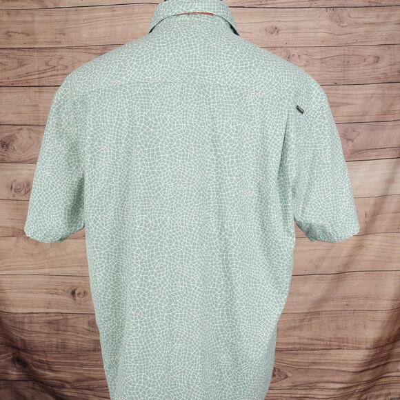 Howler Brothers Shirt Mens Large Green Short Sleeve Button Up Geometric Pocket - Picture 5 of 10